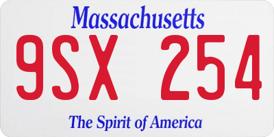 MA license plate 9SX254
