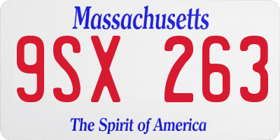 MA license plate 9SX263