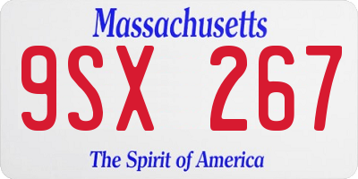 MA license plate 9SX267