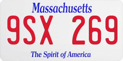 MA license plate 9SX269