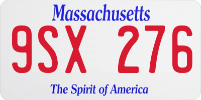MA license plate 9SX276