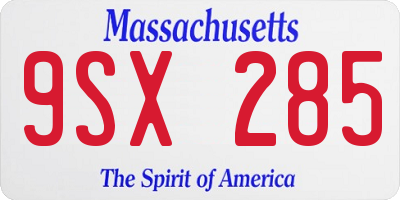 MA license plate 9SX285