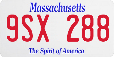 MA license plate 9SX288