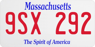 MA license plate 9SX292