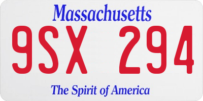 MA license plate 9SX294