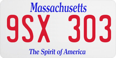 MA license plate 9SX303