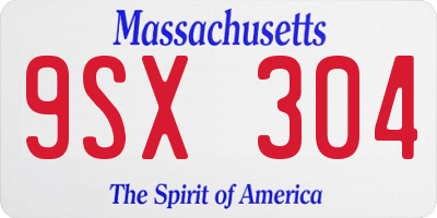 MA license plate 9SX304