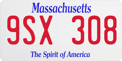 MA license plate 9SX308