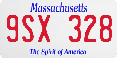 MA license plate 9SX328