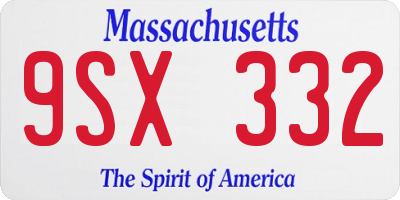 MA license plate 9SX332