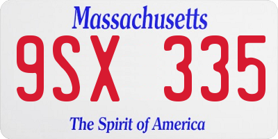 MA license plate 9SX335