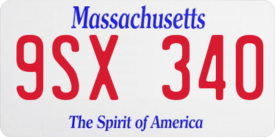 MA license plate 9SX340