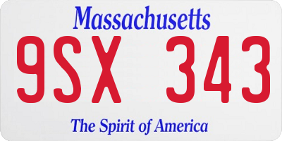 MA license plate 9SX343