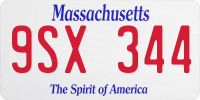 MA license plate 9SX344