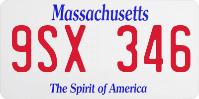 MA license plate 9SX346