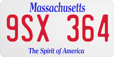 MA license plate 9SX364