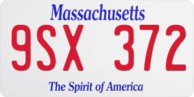 MA license plate 9SX372