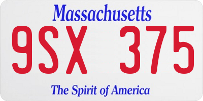 MA license plate 9SX375