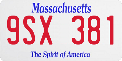 MA license plate 9SX381