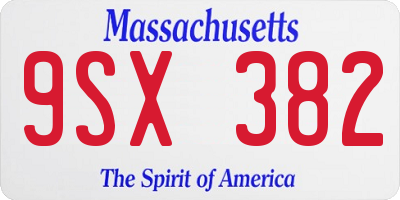 MA license plate 9SX382