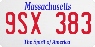 MA license plate 9SX383