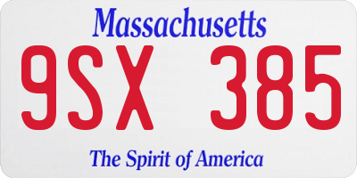 MA license plate 9SX385