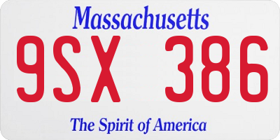 MA license plate 9SX386