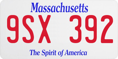 MA license plate 9SX392