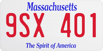 MA license plate 9SX401