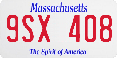 MA license plate 9SX408