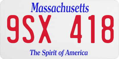 MA license plate 9SX418