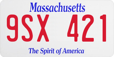 MA license plate 9SX421