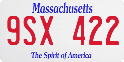 MA license plate 9SX422