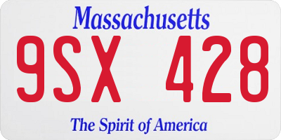 MA license plate 9SX428