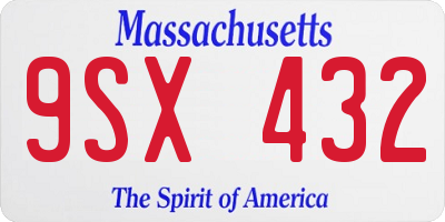 MA license plate 9SX432