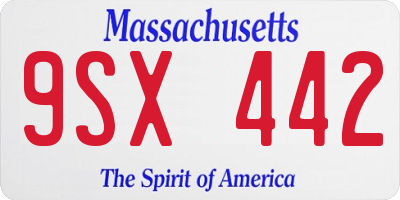 MA license plate 9SX442