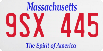 MA license plate 9SX445