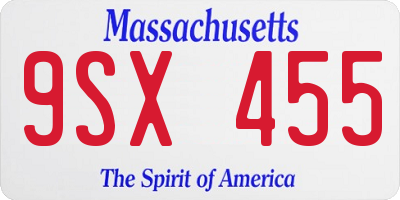 MA license plate 9SX455