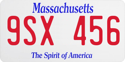 MA license plate 9SX456