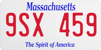 MA license plate 9SX459