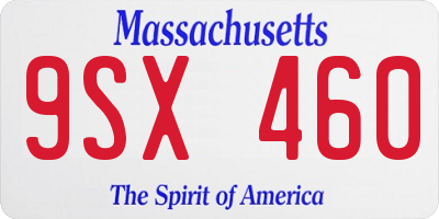 MA license plate 9SX460