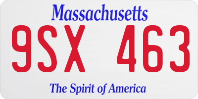 MA license plate 9SX463