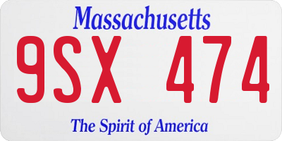 MA license plate 9SX474