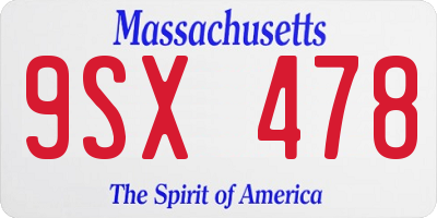 MA license plate 9SX478