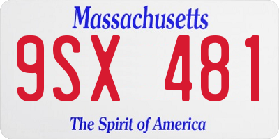 MA license plate 9SX481