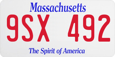 MA license plate 9SX492