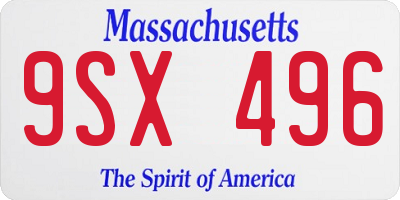 MA license plate 9SX496