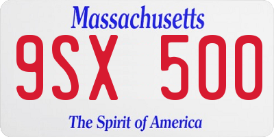 MA license plate 9SX500
