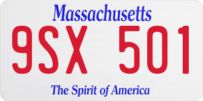 MA license plate 9SX501