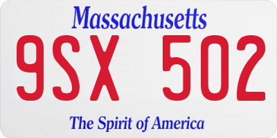 MA license plate 9SX502